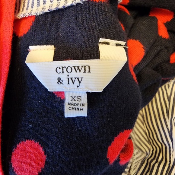 Crown & Ivy Red Sweater Built in Button Shirt underneath womens XS - Picture 6 of 8